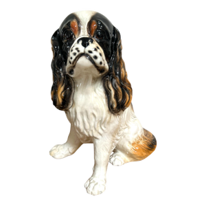 Vintage Ceramic King Charles Spaniel Dog Statue