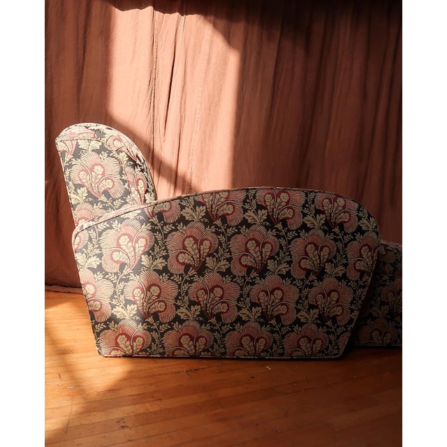 Vintage Upholstered Chaise Lounge With Botanical Fabric For Sale - Image 9 of 13