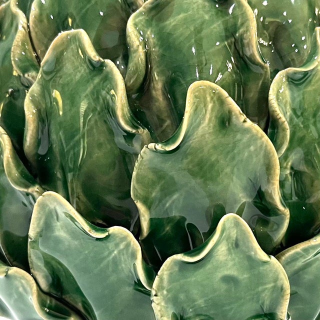 Vintage Majolica Green Faience Artichokes - A Pair For Sale - Image 10 of 13