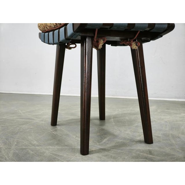 Mid-Century Beech Stool with Cushion from TON, Czechoslovakia, 1956 For Sale - Image 3 of 12