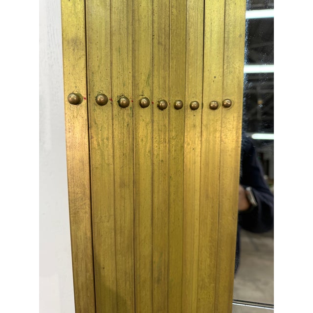 Glass Large Brass Mirror, 20th Century For Sale - Image 7 of 8