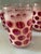 Mid-Century Modern 1960s Fun Cranberry Red Pink & Cream Polka Dots Medium Size Glasses Set of 6 For Sale - Image 3 of 9