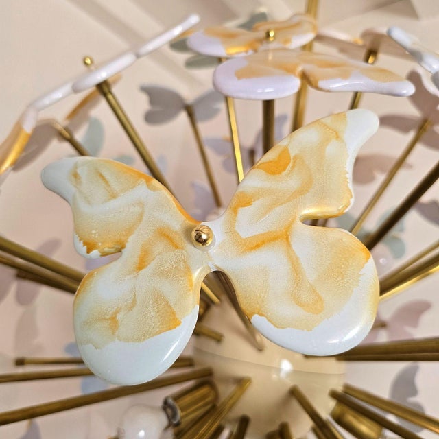 1980s Colored Murano Glass Butterfly Chandelier, Mid Century Modern For Sale - Image 11 of 11
