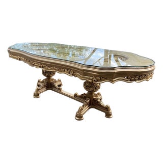 1970 Italian Artisan Baroque Gold Beech Dining Table For Sale