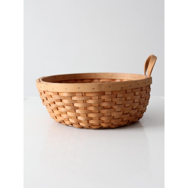 Vintage Handwoven Wood Splint Basket For Sale - Image 4 of 15