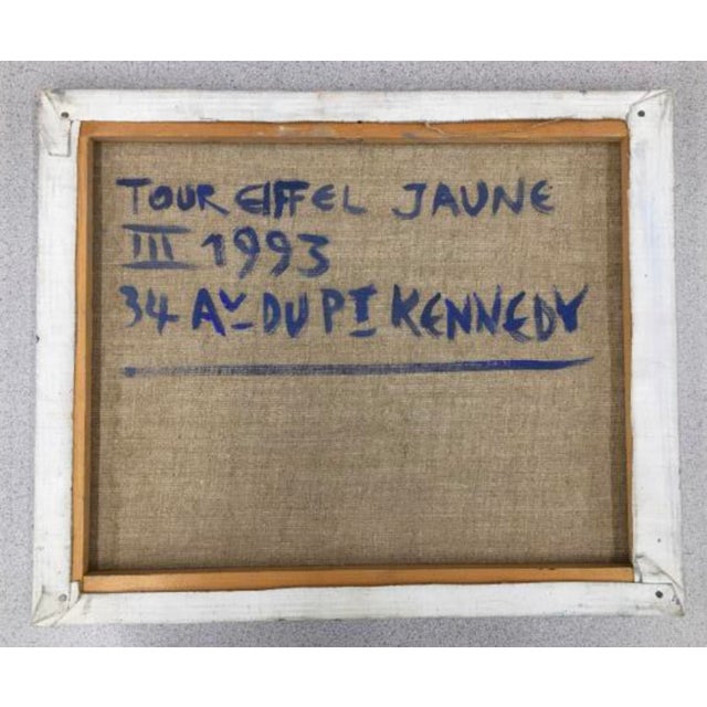 The Yellow Eiffel Tower, Oil on Canvas Painting by Claude-Max Lochu For Sale - Image 15 of 15