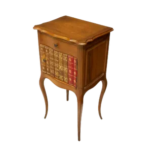 Vintage French Louis XV Faux Book Fruitwood Nightstand / Side Table