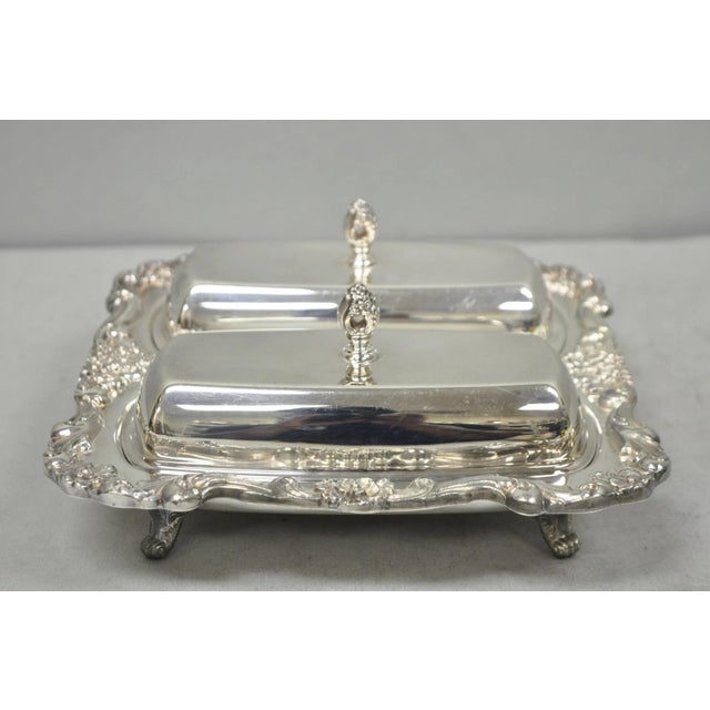 Vintage Poole Lancaster Rose Victorian Silver Plated Twin Double Butter Dish For Sale - Image 10 of 16