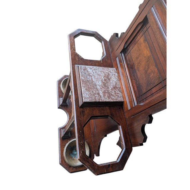 Late 19th-Century Victorian Eastlake Carved Walnut & Marble Hall Tree For Sale - Image 15 of 18