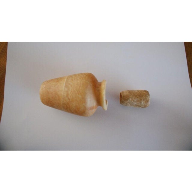 19th C Egyptian Revival Beige Alabaster Flask - 1 Pc For Sale - Image 9 of 11