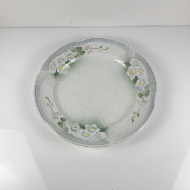 Art Nouveau round platter by KG Lunéville, "Apple Tree" pattern, 1900-1930 White earthenware with polychrome floral...