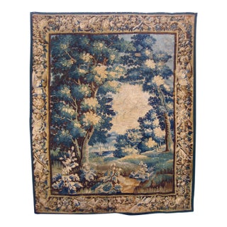 Early 18th Century French Aubusson Verdure Landscape and Royal Crown For Sale