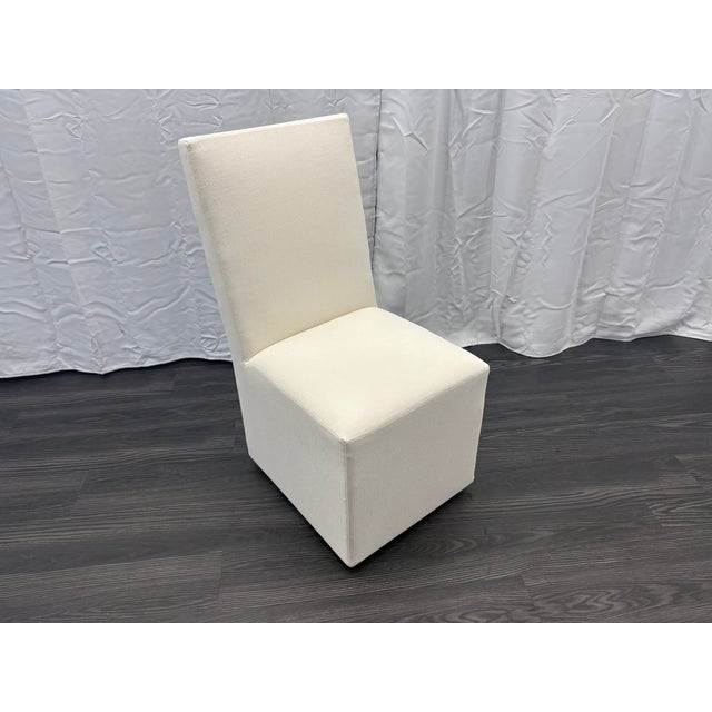 Rh Ellison High-Back Fabric Dining Side Chair Performance Linen Weave — Natural Recessed Caster Base For Sale - Image 11 of 13