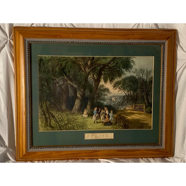 Mid 19th Century Original Americana Currier and Ives Colorful Spring Scene With Gate. For Sale - Image 12 of 12