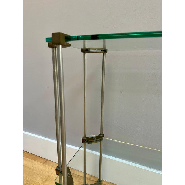 Brass and Glass 2-Tier Console Table by Peter Ghyczy, 1970 For Sale - Image 9 of 13
