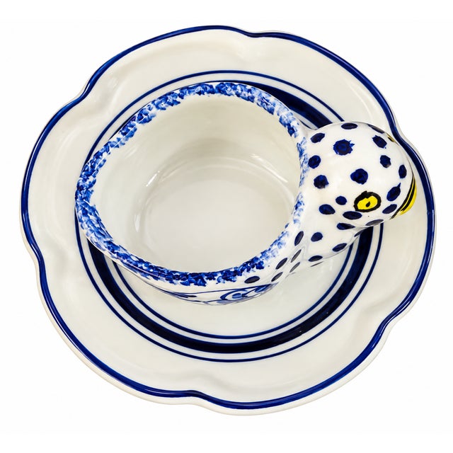 Tiffany and Co. Late 20th Century Tiffany & Co. Portugal Hand-Painted Bird Egg Cup & Saucer For Sale - Image 4 of 5