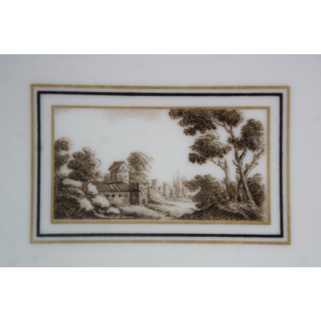 Late 20th Century Late 20th Century Italian Richard Ginori Fiesole Scalloped Oval Castle Landscape Serving Platter For Sale - Image 5 of 10