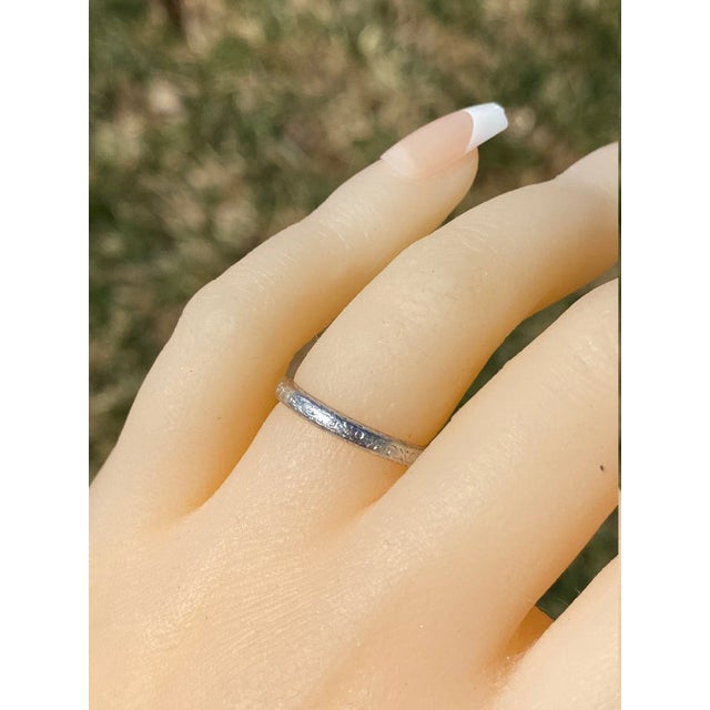 The Lock Haven: Antique Platinum Hand Engraved Wedding Band For Sale In Philadelphia - Image 6 of 7