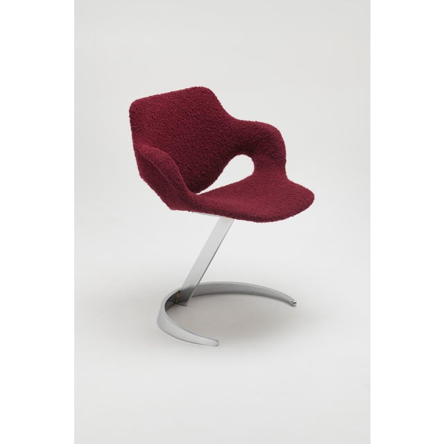 Sculptural Scimitar Dining Set in Burgundy Bouclé, 1970s, Set of 6 For Sale - Image 9 of 18
