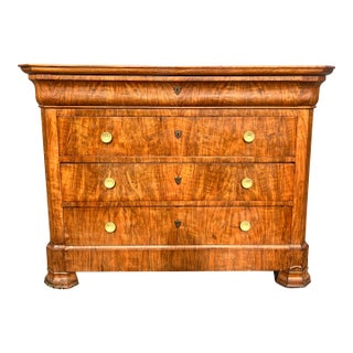 French 19th Century Louis Philippe Flame Mahogany Chest of Drawers For Sale