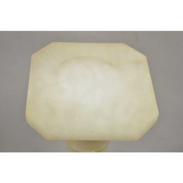 Stone Antique Alabaster Marble Empire Style Carved Column Pedestal Plant Stand For Sale - Image 7 of 12