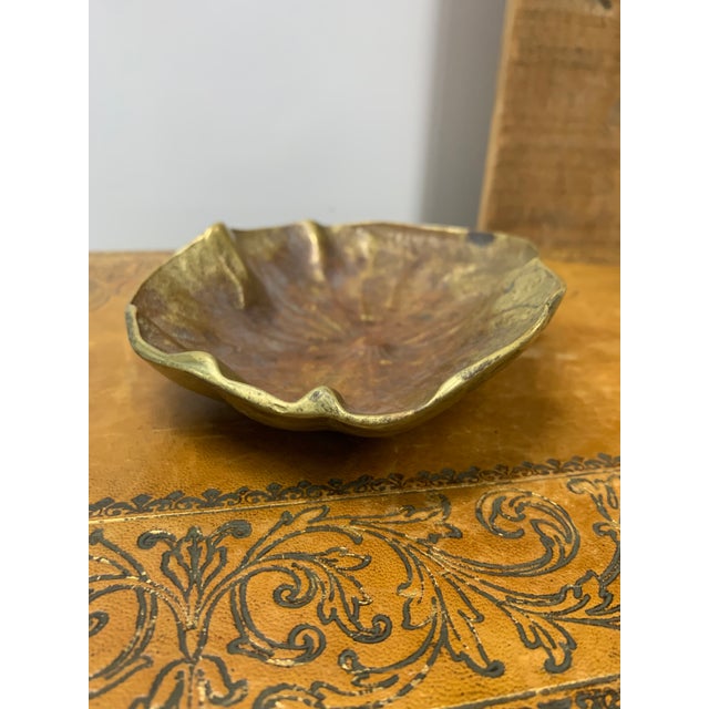 Virginia Metalcrafters Vintage Solid Brass Lotus Leaf Decorative Bowl - Virginia Metalcrafters For Sale - Image 4 of 7