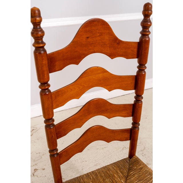 Set of 4 Maple Rush Seat Ladder Back Chairs For Sale - Image 9 of 18