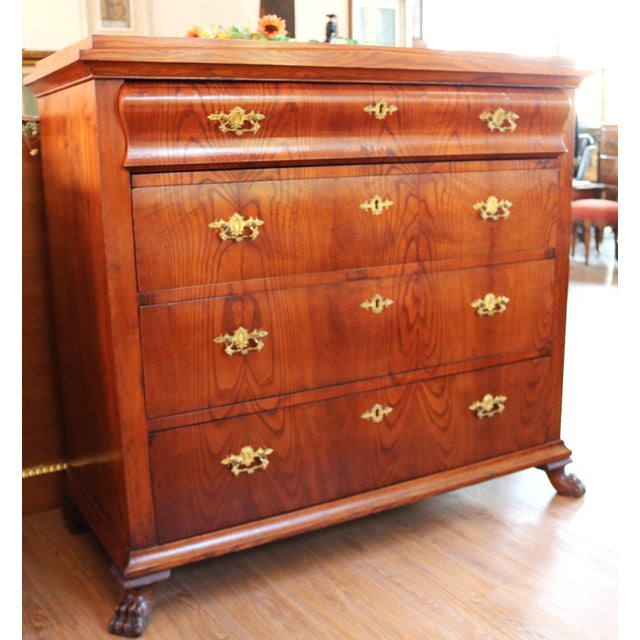 19th-century Scandinavian chest of drawers. Likely Swedish, it's made of larch and ash, reflecting various European styles...