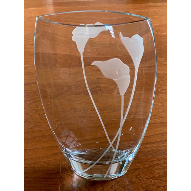 Mikasa Calla Lily Ellipse Etched Crystal Pocket Vase, Poland Chairish