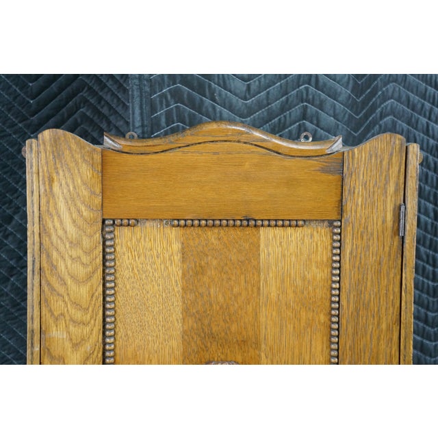 Antique Arts & Crafts Neoclassical Oak Apothecary Hanging Medicine Cabinet Curio For Sale - Image 6 of 18
