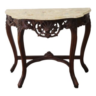 French Carved Stone Top Console Entry Table For Sale