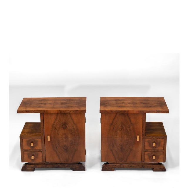 Art Deco Walnut Bedside Cabinets, 1930s, Set of 2 For Sale - Image 4 of 18