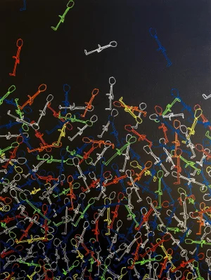 Abstract "A Different Crowd Ii" Original Artwork by R Hunt