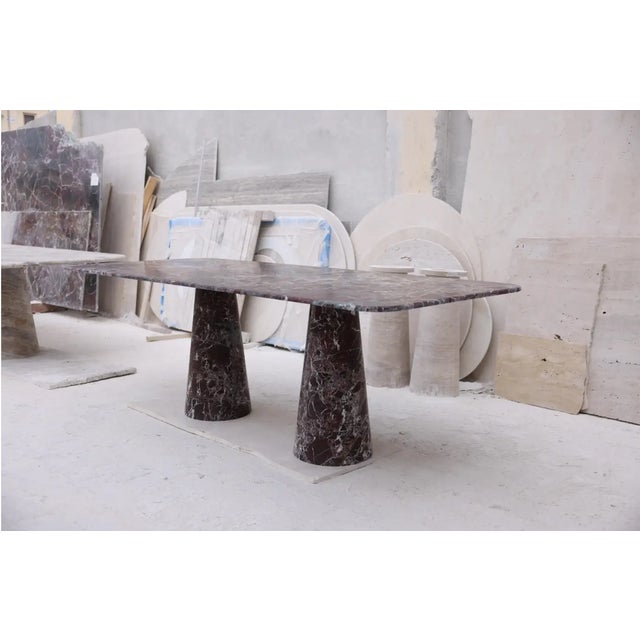Mid-Century Modern Red Rosso Marble Rectangle Dining Table by My Habitat Design For Sale - Image 3 of 9