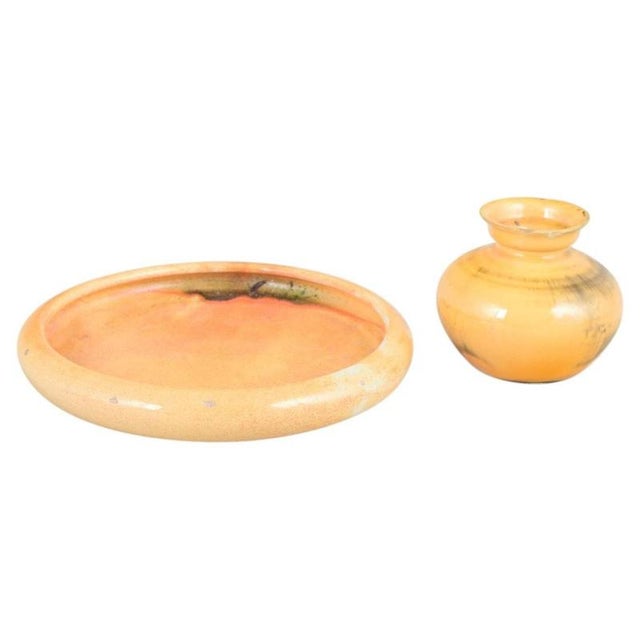 1930s Set of Ceramic Dish and Vase with Uranium Glaze from Kähler, Denmark, 1930s, Set of 2 For Sale - Image 5 of 5