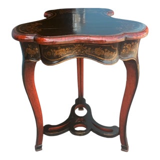 Michael Taylor Designs Chinoiserie Faux Crackle Lacquer Occasional Table For Sale