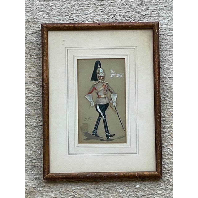 Wood Antique Cavalry Officer Illustration in Wood Frame For Sale - Image 7 of 14