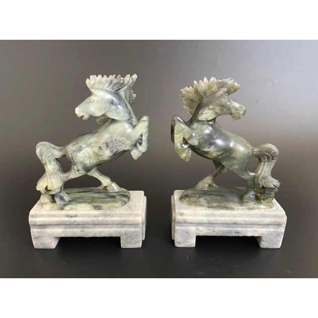 Vintage Chinese Fine Carving Soapstone Running Horse Statues - a Pair For Sale - Image 12 of 12