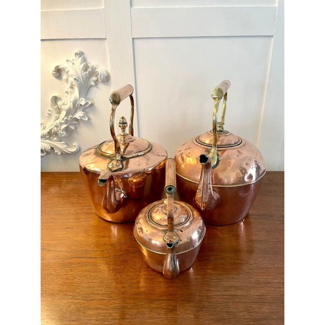Antique Copper Kettle Collection, Set of 3 For Sale - Image 4 of 7