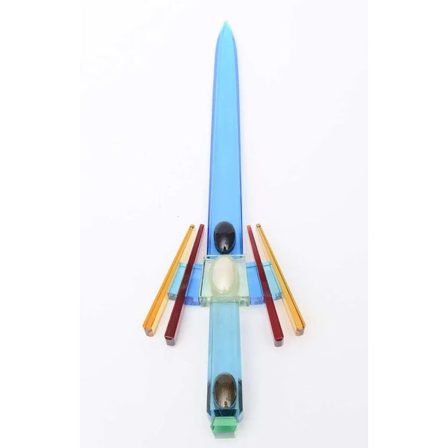 This unbelievable vintage Italian glass RARE Murano object/sculpture/sword has the most gorgeous colors. It is signed...