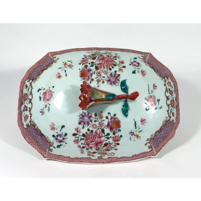 Chinese Export Porcelain Famille Rose Botanical Soup Tureen & Cover For Sale - Image 10 of 11