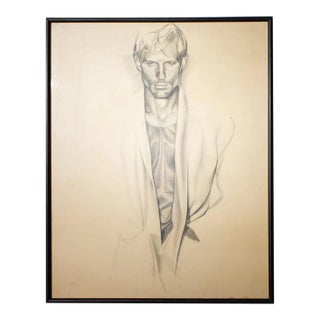 Pencil Drawing of Clovis Ruffin Fashion Designer 1980s For Sale