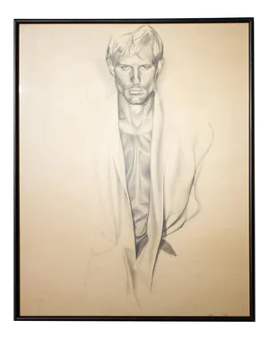 Pencil Drawing of Clovis Ruffin Fashion Designer 1980s