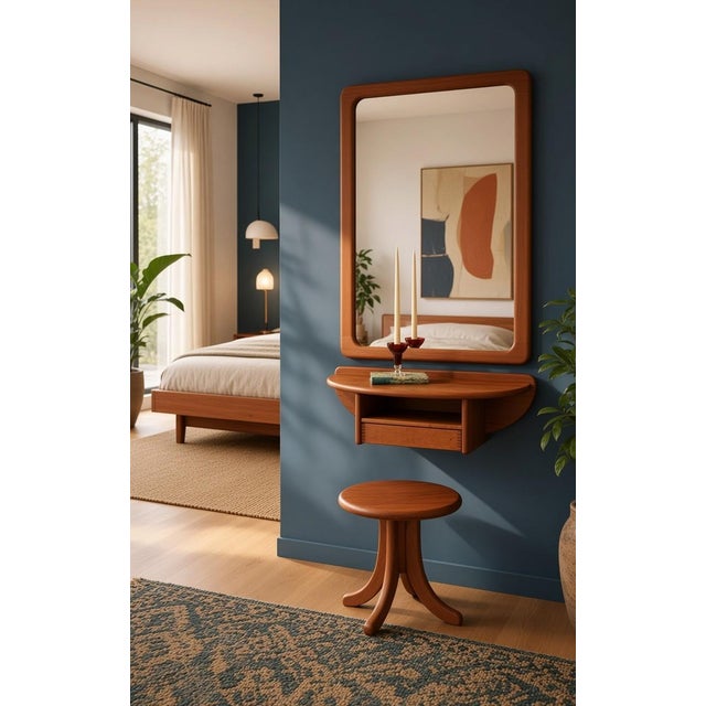 Danish Teak A Welcome Hallway Set with Mirror, Wall Console and Hook Rail from Vildbjerg Møbelfabrik, 1960s, Set of 3 For Sale - Image 12 of 18