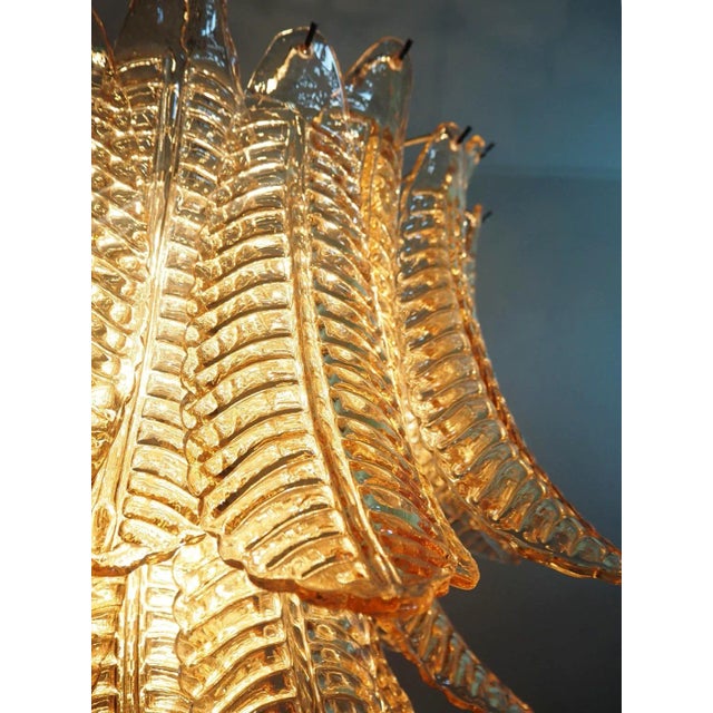 Glass Italian Murano Three-Tier 48 Amber Felci Glass Chandelier For Sale - Image 7 of 8