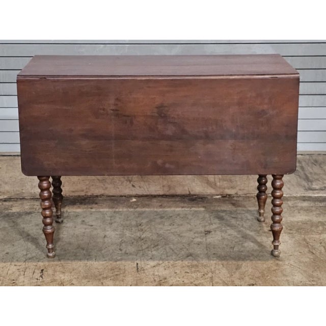 Wood Early 20th Century American Bench Made Mahogany Drop Leaf Table Carved Twisted Barley Legs For Sale - Image 7 of 8