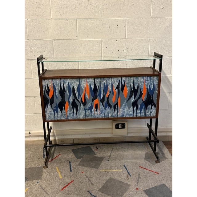 Bar Cabinet with Enamelled Panel, 1960s, in Very Good conditions. Designed 1960 to 1969