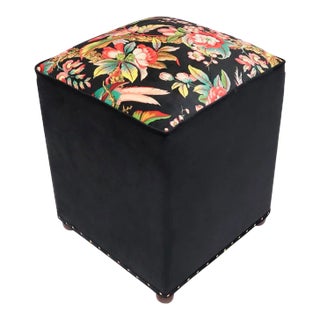Shabby Chic Velvet Handmade Ottoman For Sale