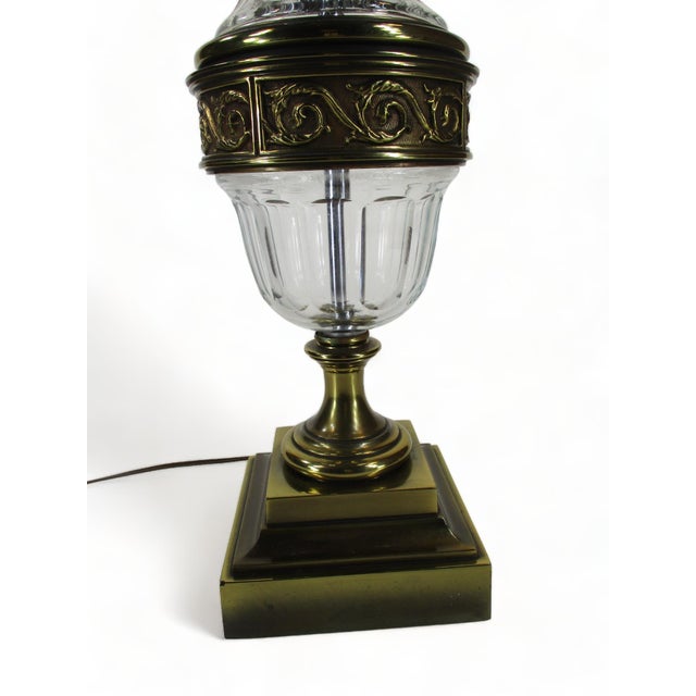 Glass Mid 20th Century 36" Torchiere Lamp Stiffel Brass & Crystal Pineapple Hollywood Regency For Sale - Image 7 of 15