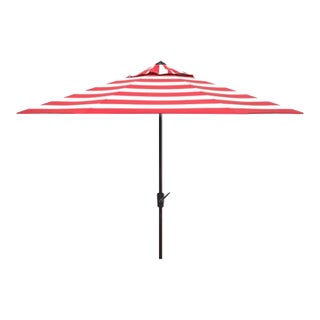 Outdoor UV Resistant Iris Fashion Line 9ft Auto Tilt Umbrella - Red Stripe For Sale